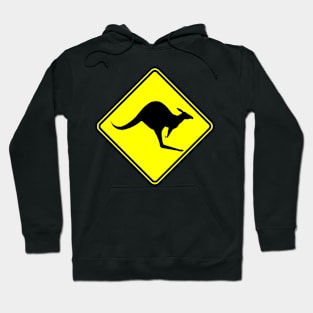 Caution Kangaroo - Black T Shirt Hoodie